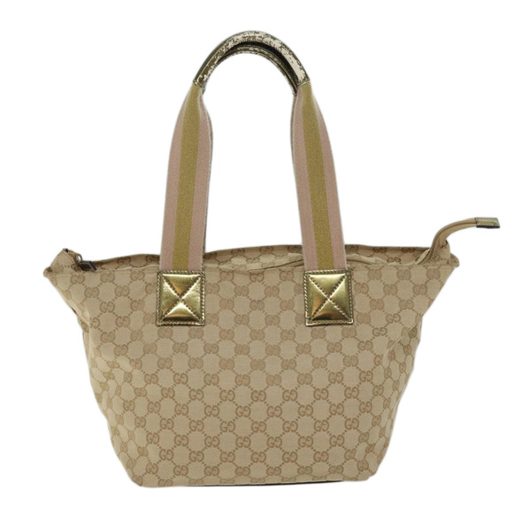 GUCCI GG Canvas Sherry Line Hand Bag Beige Pink gold 131230 Auth 72030 - Picture 2 of 16